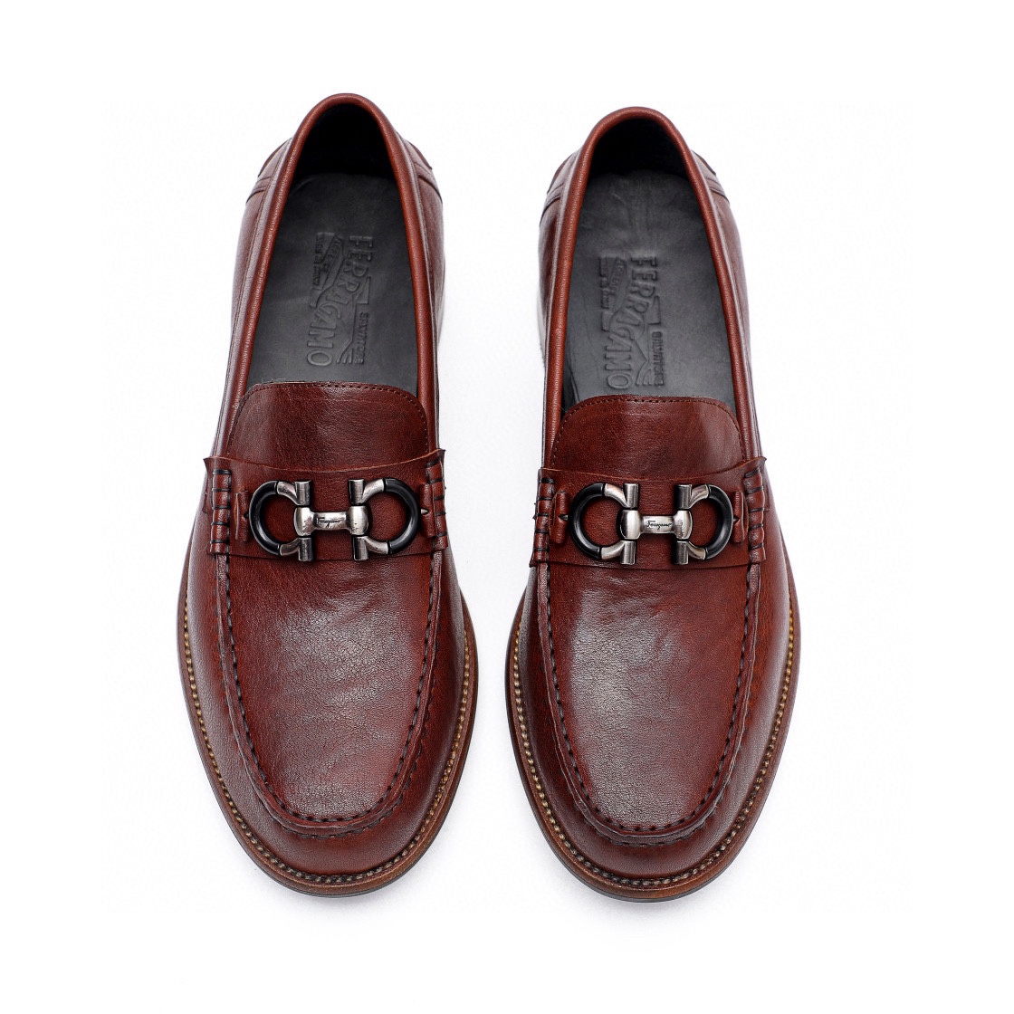 Ferragamo Men's Formal Leather Loafers, Top Quality, Brown, Size 39-44 5 i1743226735 7297 3
