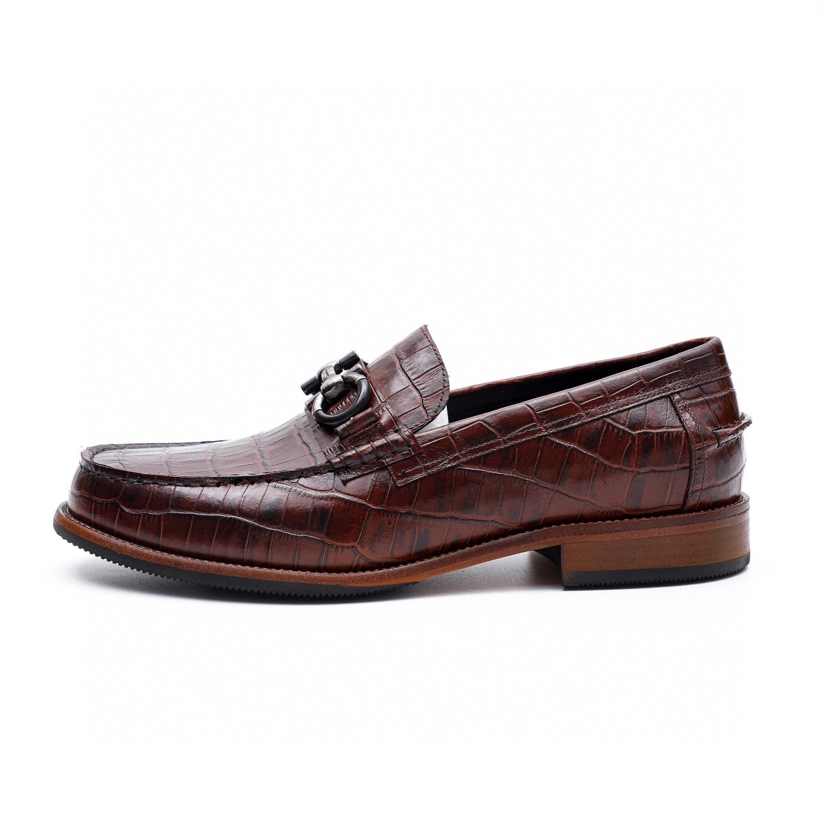 Ferragamo Men's Brown Alligator Leather Loafers with Metal Hardware 7 i1743226858 3707 5