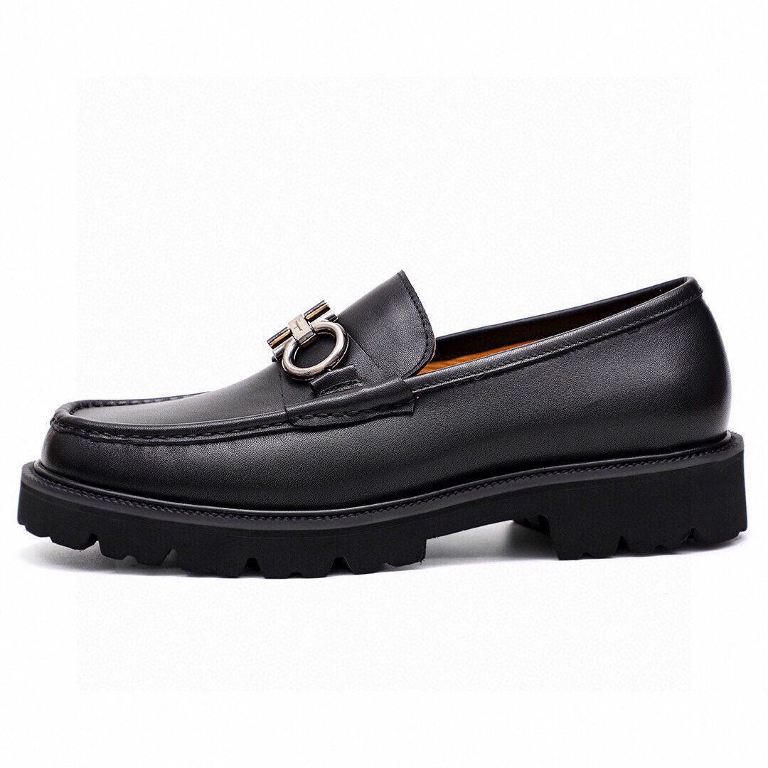 Ferragamo Men's Black Leather Loafers with Metal Buckle - Sizes 38-44 8 i1743226891 2840 6