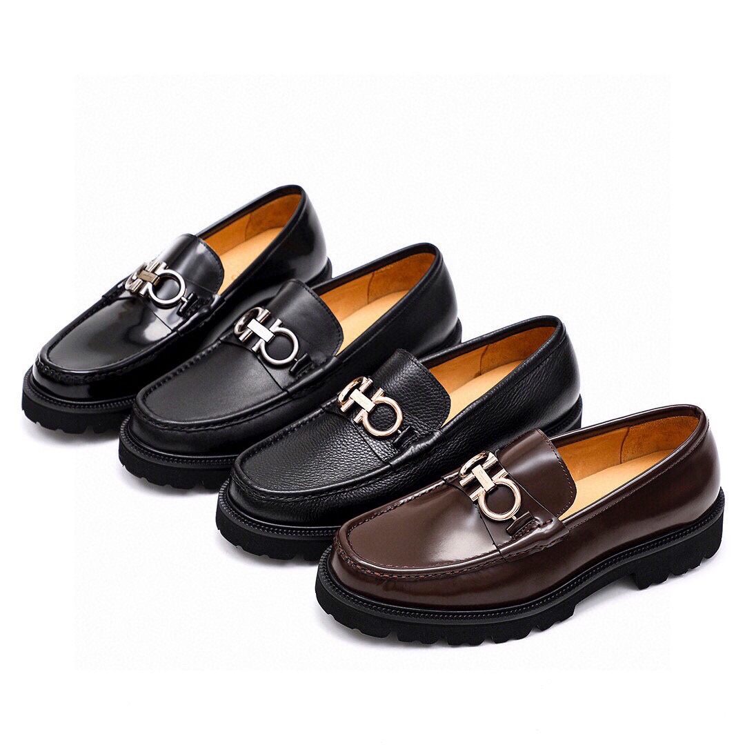 Ferragamo Men's Black Leather Loafers with Metal Buckle - Sizes 38-44 7 i1743226891 3017 5