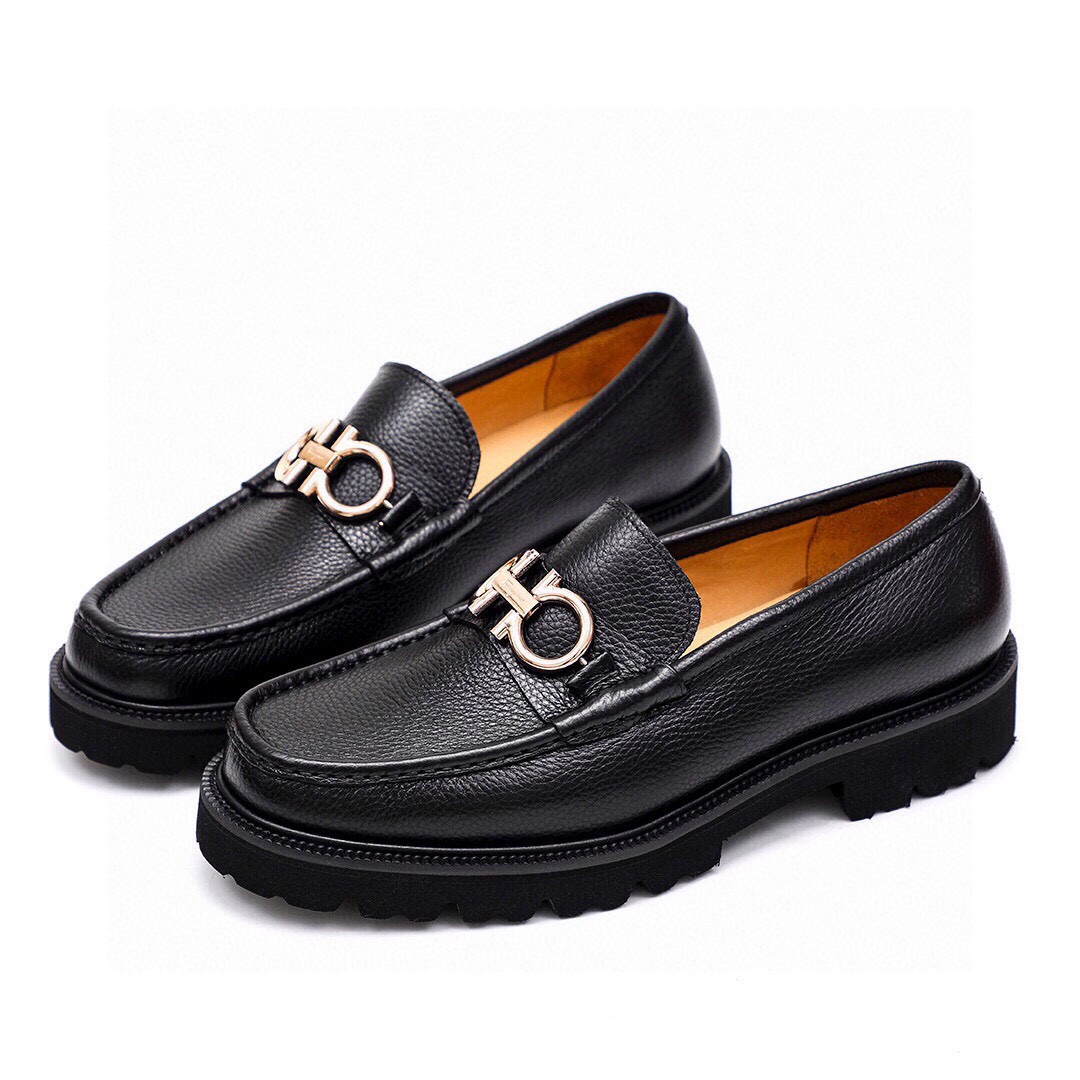 Ferragamo Men's Black Leather Loafers with Gold Hardware (Sizes 38-44) 6 i1743226925 2224 4