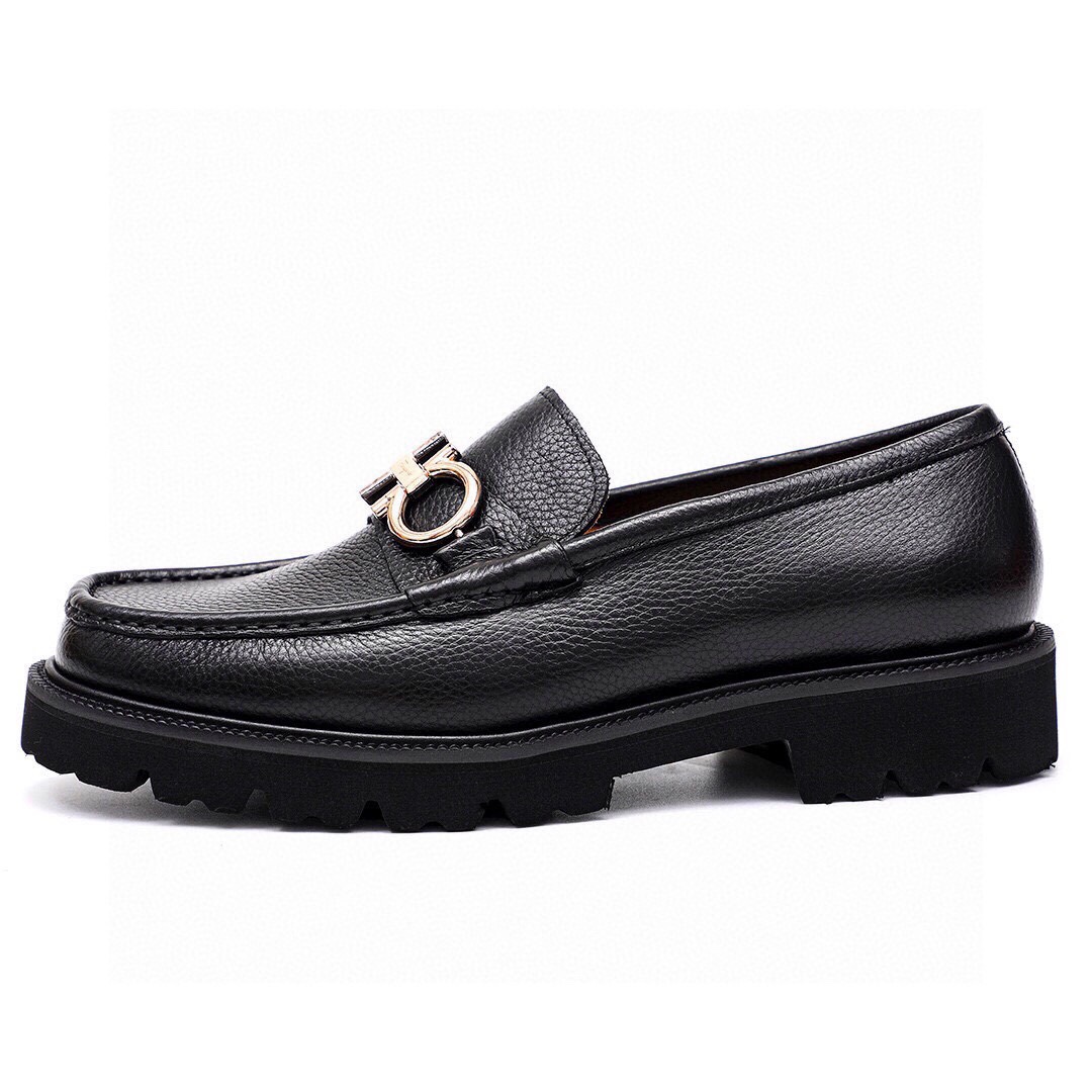 Ferragamo Men's Black Leather Loafers with Gold Hardware (Sizes 38-44) 7 i1743226925 583 5