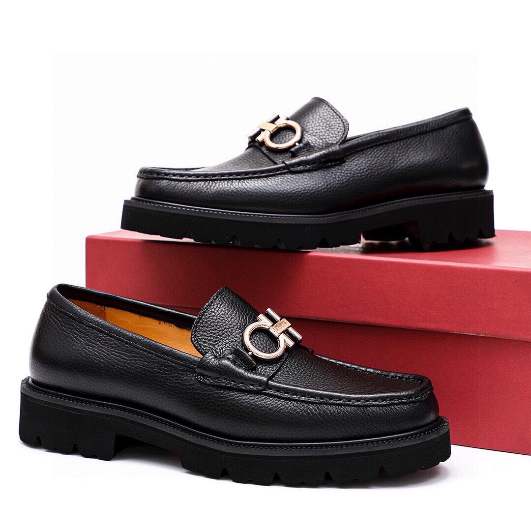 Ferragamo Men's Black Leather Loafers with Gold Hardware (Sizes 38-44) 3 i1743226925 699 1
