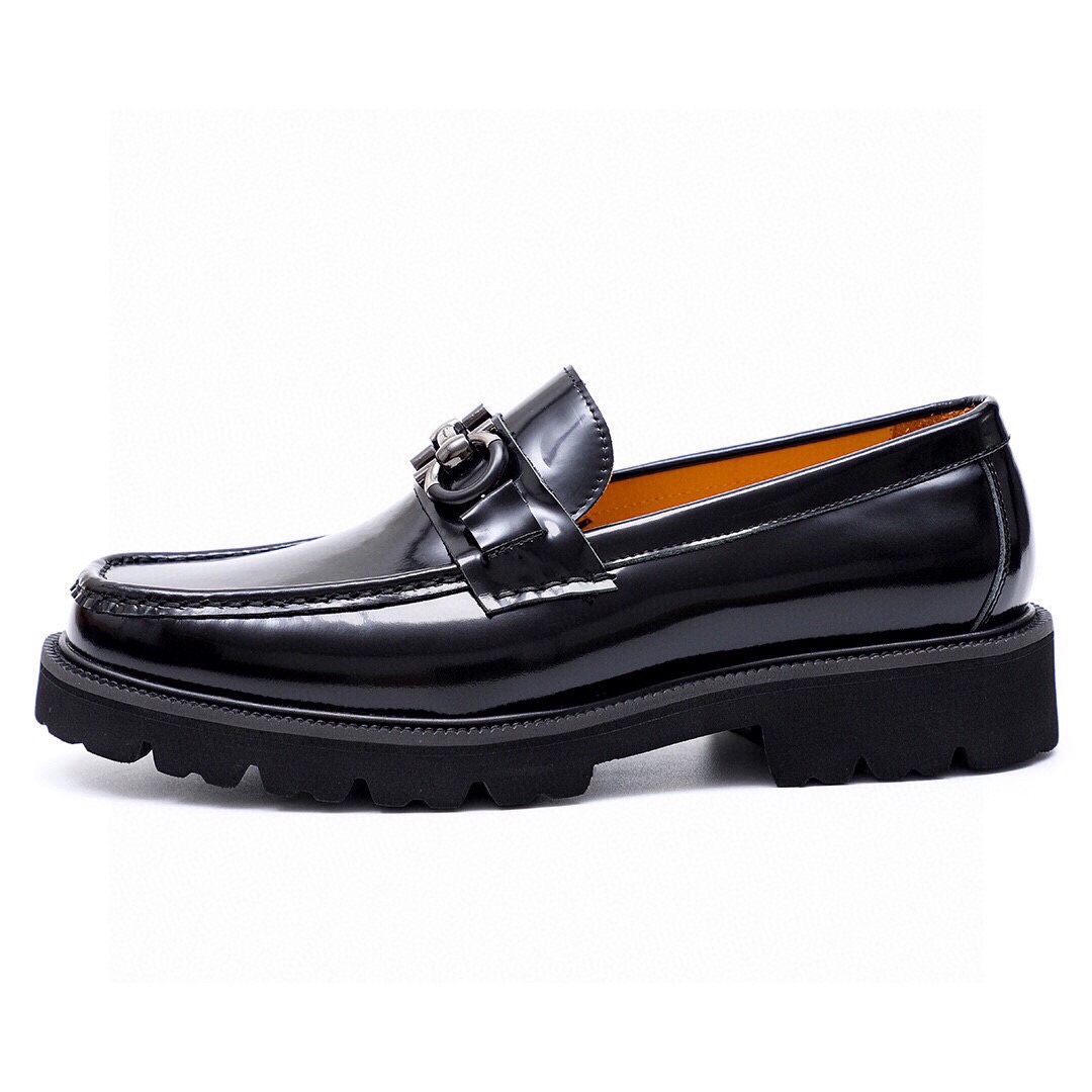 Ferragamo Men's Black Leather Loafers with Iconic Buckle Detail, Size 38-44 8 i1743227030 2743 6