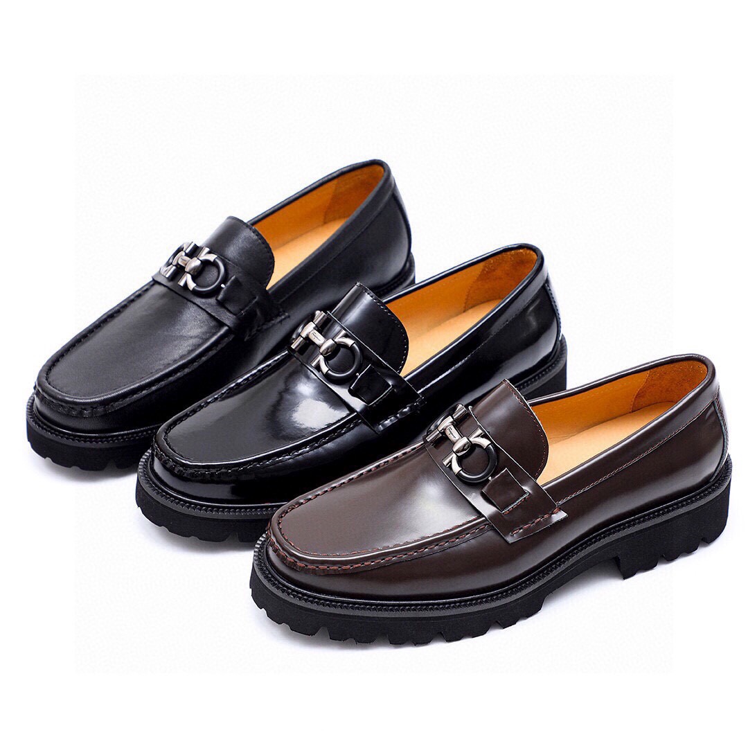 Ferragamo Men's Black Leather Loafers with Iconic Buckle Detail, Size 38-44 7 i1743227030 7283 5