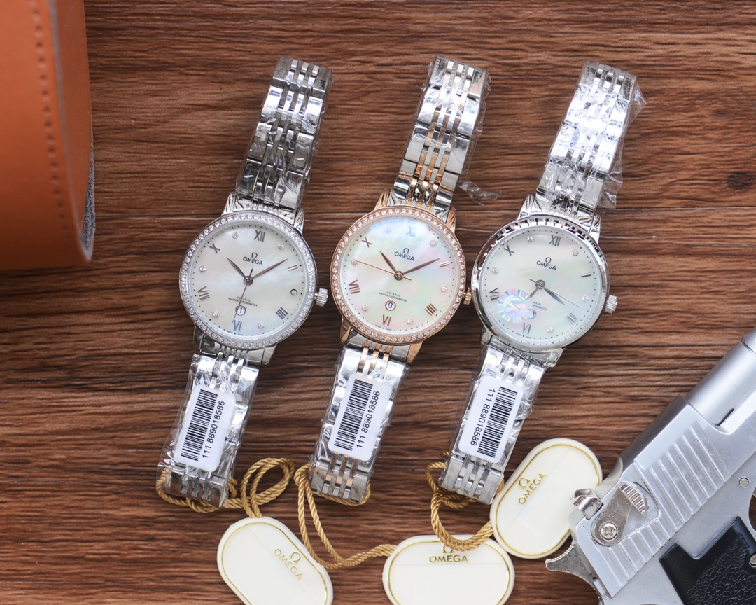 Popular Blanche 484-Gold-Step+20 Drilling Ring Omega Wristwatch for Women