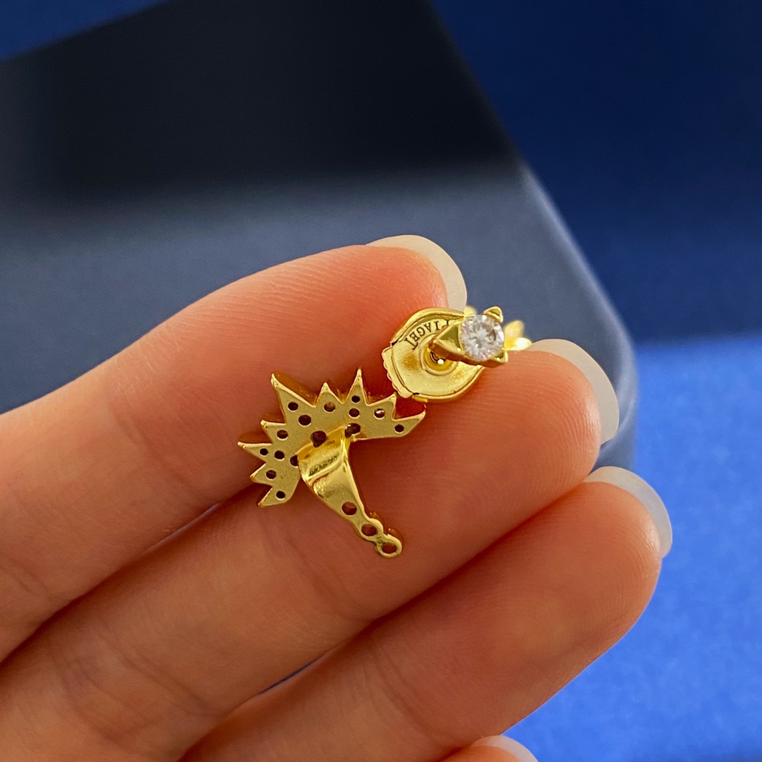 Luxurious Korean Fan Earrings with Small Diamonds and 18k Gold Material - 图片 5
