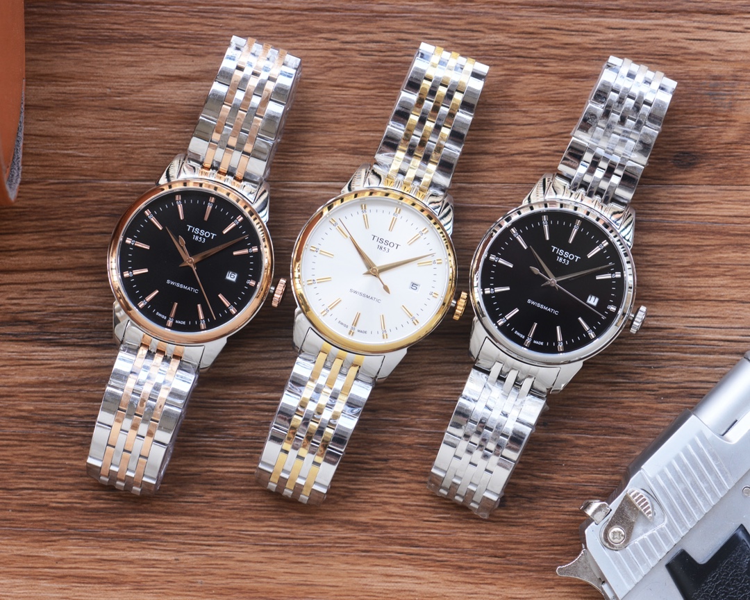 Luxury Men’s Wristwatch: White Gill 1210, Gold P1254, Steel Belt 20