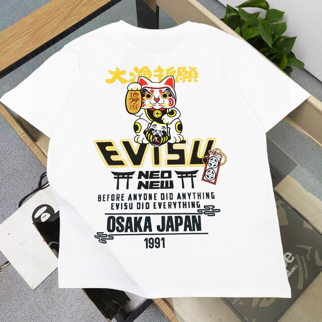 Evisu Camiseta de Manga Corta con Estampado Gráfico para Hombre y Mujer 3 a1743290256037 1706