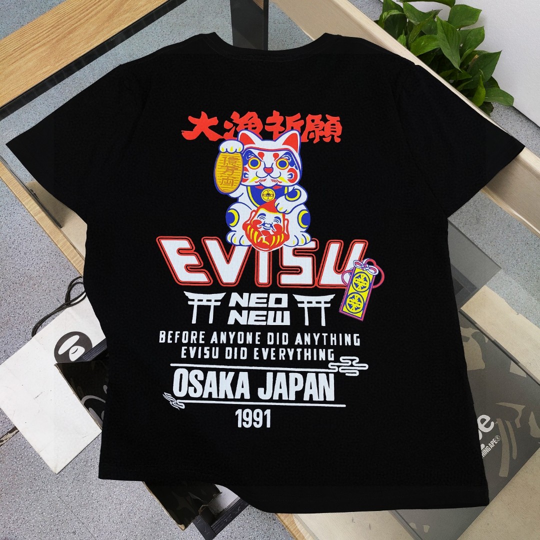 Evisu Camiseta de Manga Corta con Estampado Gráfico para Hombre y Mujer 5 a1743290256041 7258