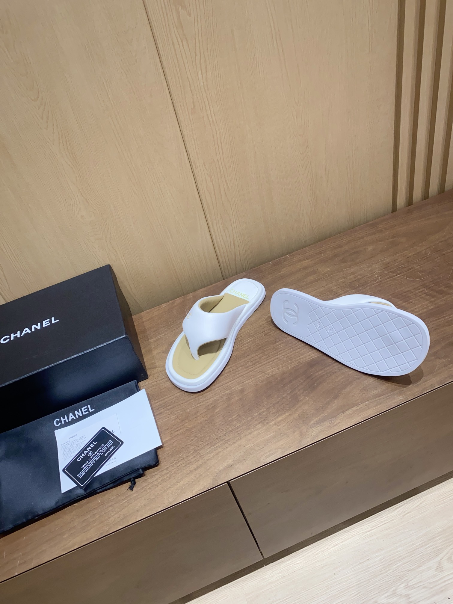 CHANEL Women's White Lambskin Thong Sandals - Comfortable & Stylish 9 i1743324594 8355 3