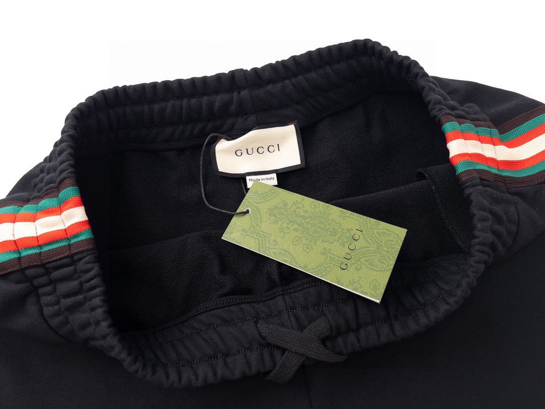 古驰/Gucci 夏季新款 侧边复古彩色织带休闲短裤