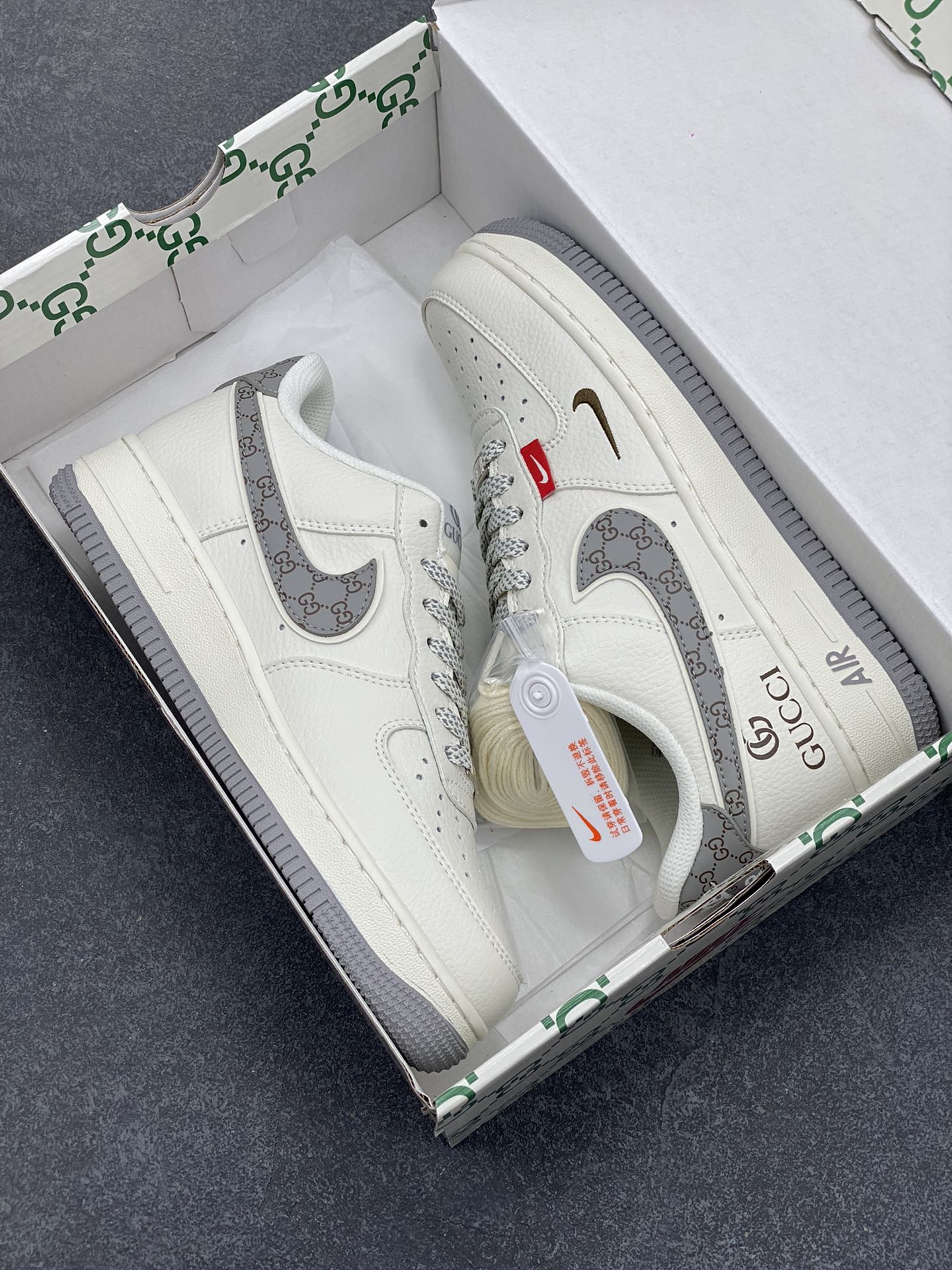 图片[9]-NIke Air Force 1 \’07 Low “古驰联名——经典灰花纹”空军一号 低帮 运动鞋 休闲鞋 折边针车 工艺难度大 原楦头原纸板 原装鞋盒 定制五金配件 内置全掌气垫 原厂鞋底 货号：CS5288-001 尺码：36 36.5 37.5 38 38.5 39 40 40.5 41 42 42.5 43 44 44.5 45-选品中心