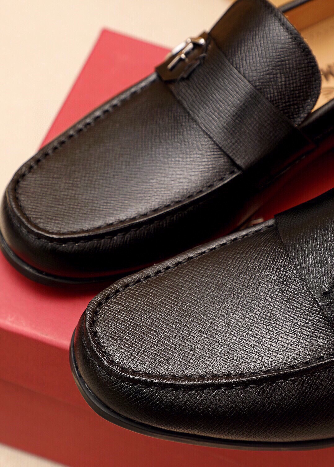 Ferragamo Men's Leather Loafers Classic Buckle Dress Shoes, Black, Sizes 38-44 9 i1743391533 5683 7