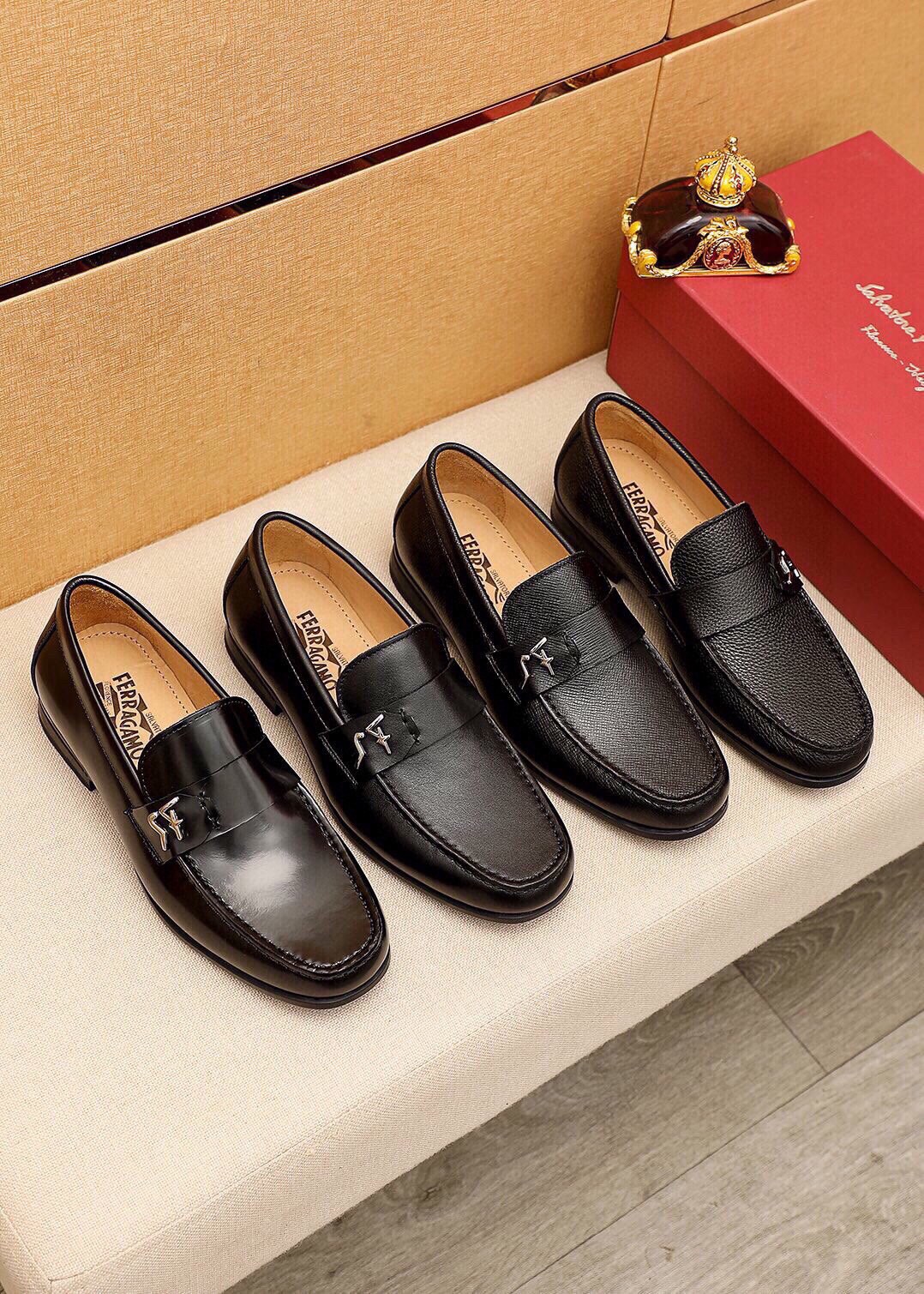 Ferragamo Men's Leather Loafers Classic Buckle Dress Shoes, Black, Sizes 38-44 6 i1743391533 6572 4