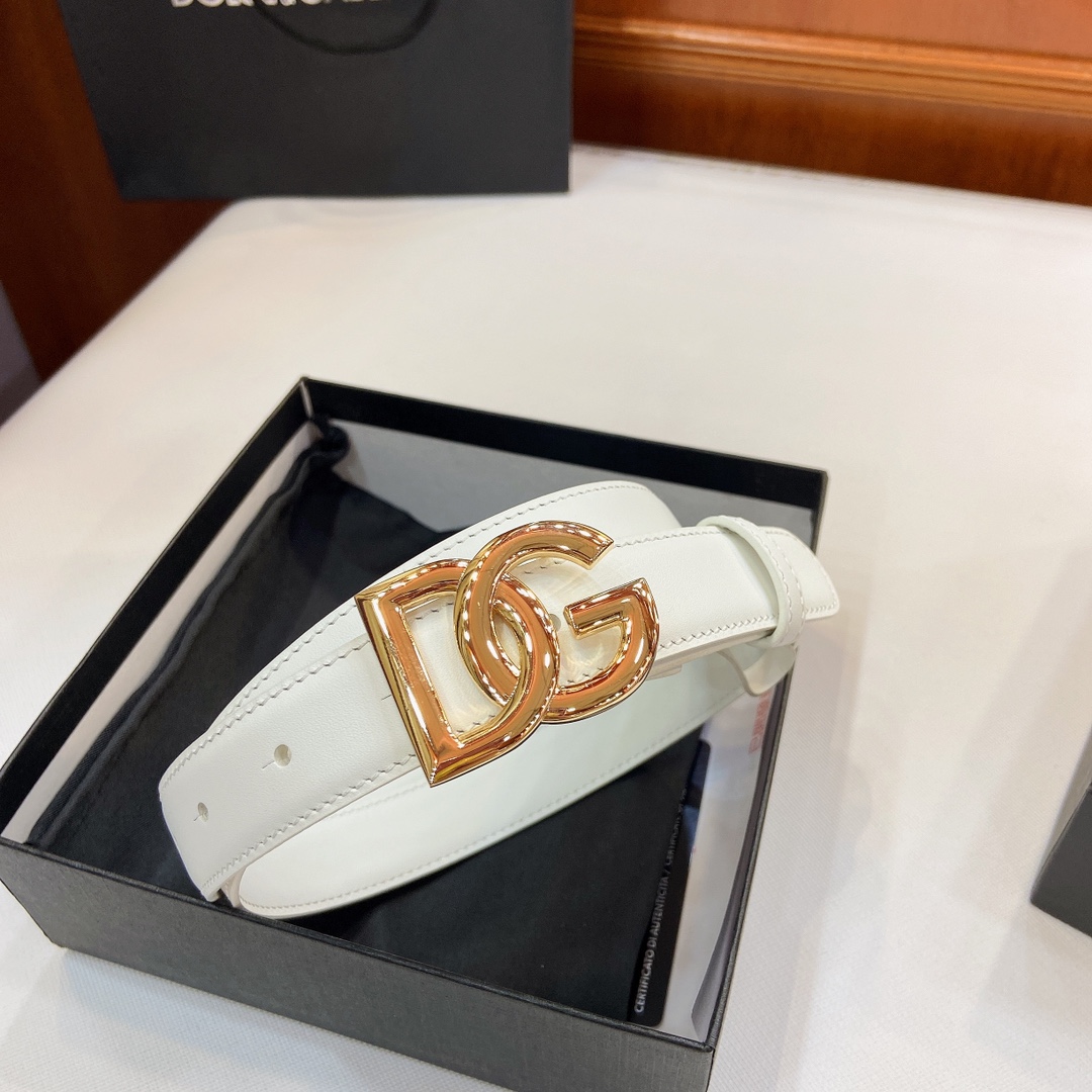 Authentic D&G Dugars Banner Belts with DG Cross-Letter Badge Button, 2.5 cm Width - 图片 6