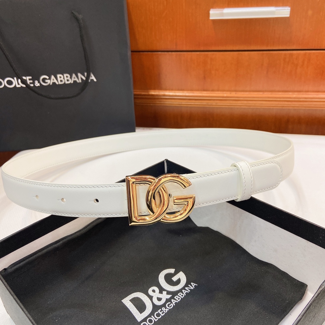 Authentic D&G Dugars Banner Belts with DG Cross-Letter Badge Button, 2.5 cm Width - 图片 1