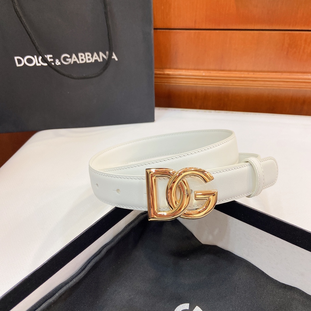 Authentic D&G Dugars Banner Belts with DG Cross-Letter Badge Button, 2.5 cm Width - 图片 5