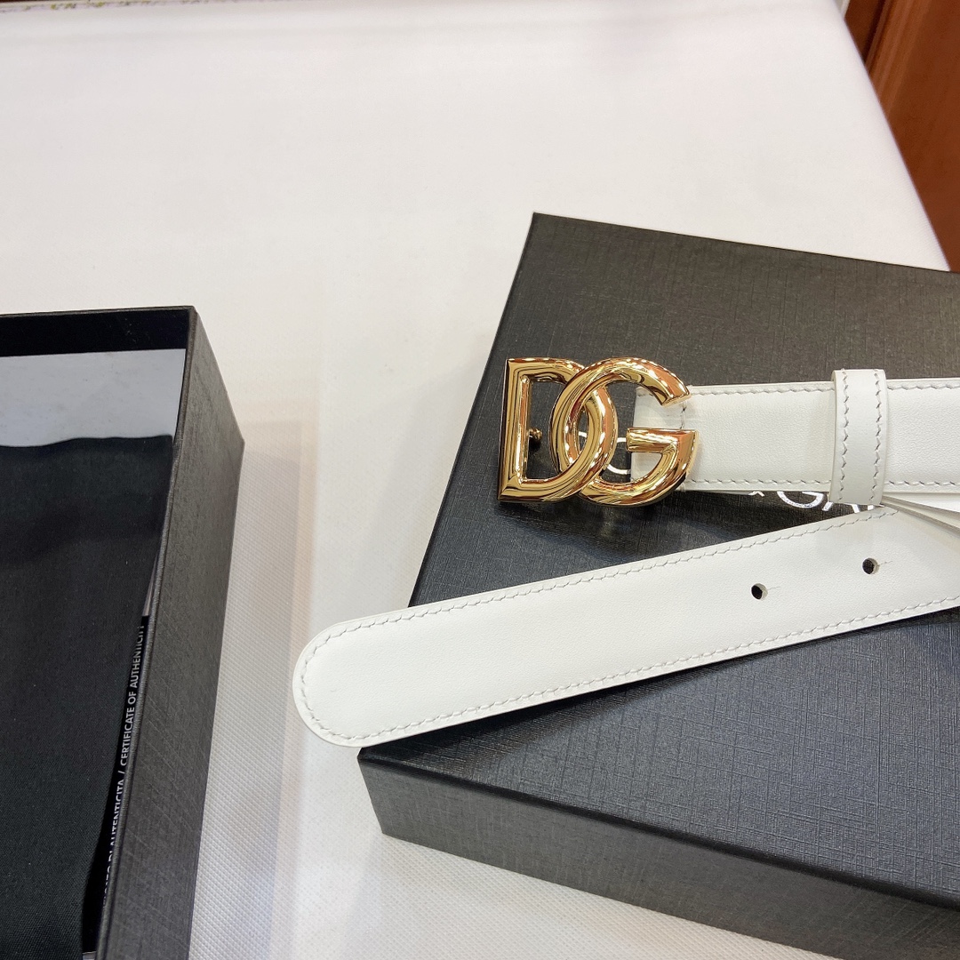 Authentic D&G Dugars Banner Belts with DG Cross-Letter Badge Button, 2.5 cm Width - 图片 4