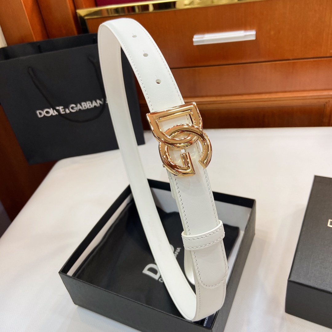 Authentic D&G Dugars Banner Belts with DG Cross-Letter Badge Button, 2.5 cm Width - 图片 2