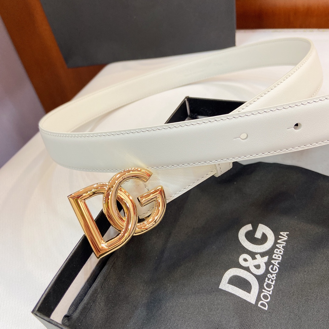 Authentic D&G Dugars Banner Belts with DG Cross-Letter Badge Button, 2.5 cm Width - 图片 3