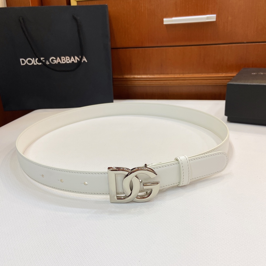 Authentic D&G Dugars Banner Belts with DG Cross-Letter Badge Button, 2.5 cm Width. - 图片 1