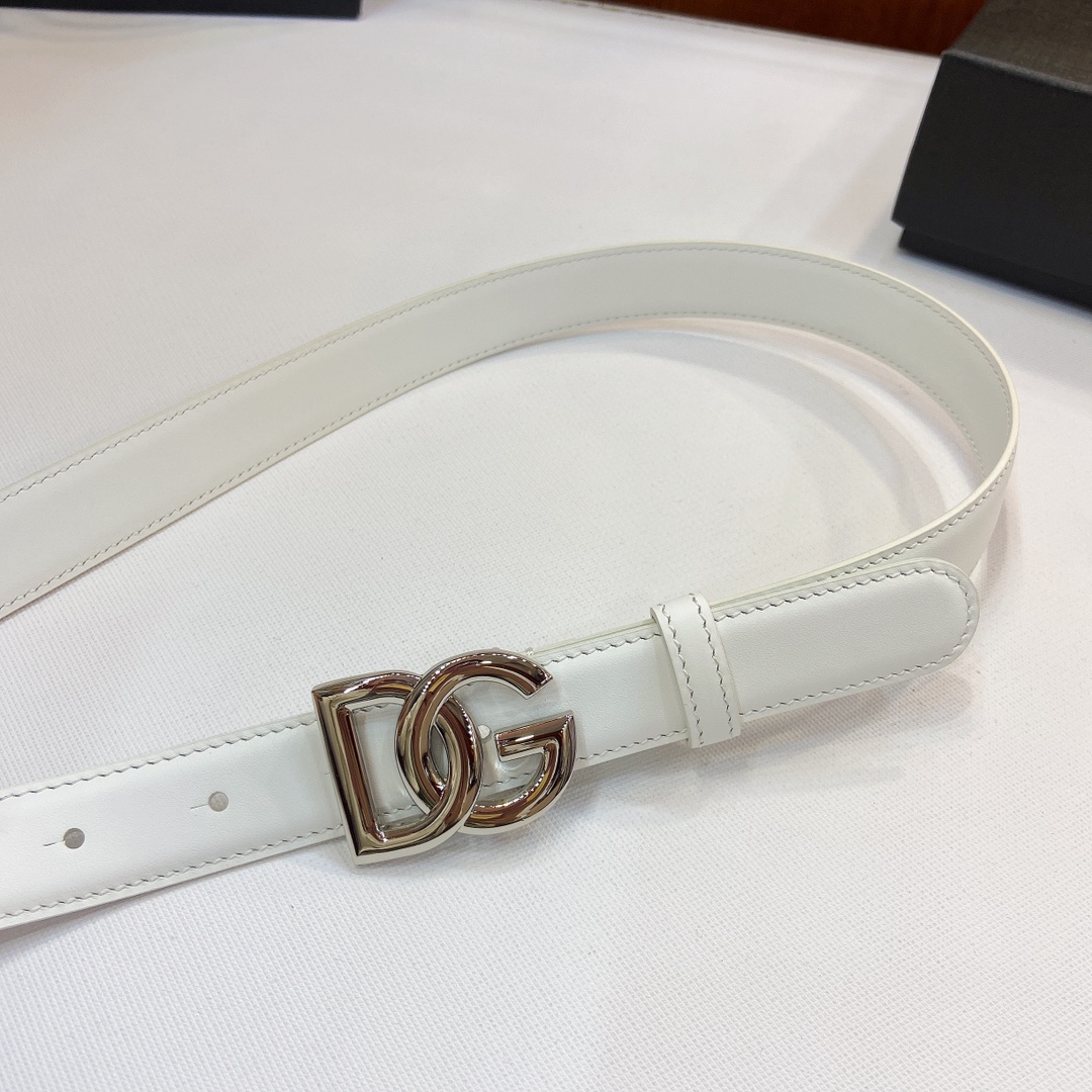 Authentic D&G Dugars Banner Belts with DG Cross-Letter Badge Button, 2.5 cm Width. - 图片 3