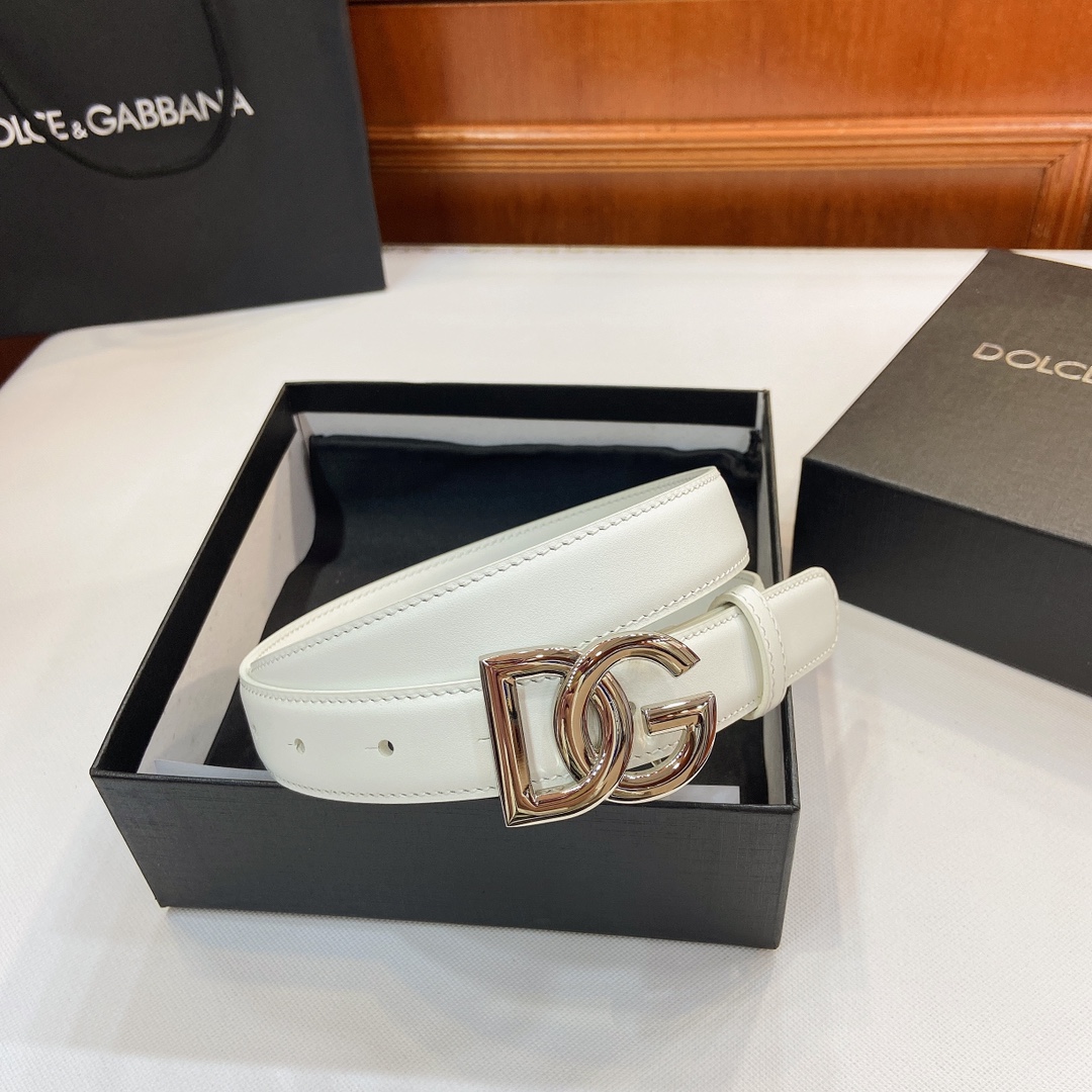 Authentic D&G Dugars Banner Belts with DG Cross-Letter Badge Button, 2.5 cm Width. - 图片 5