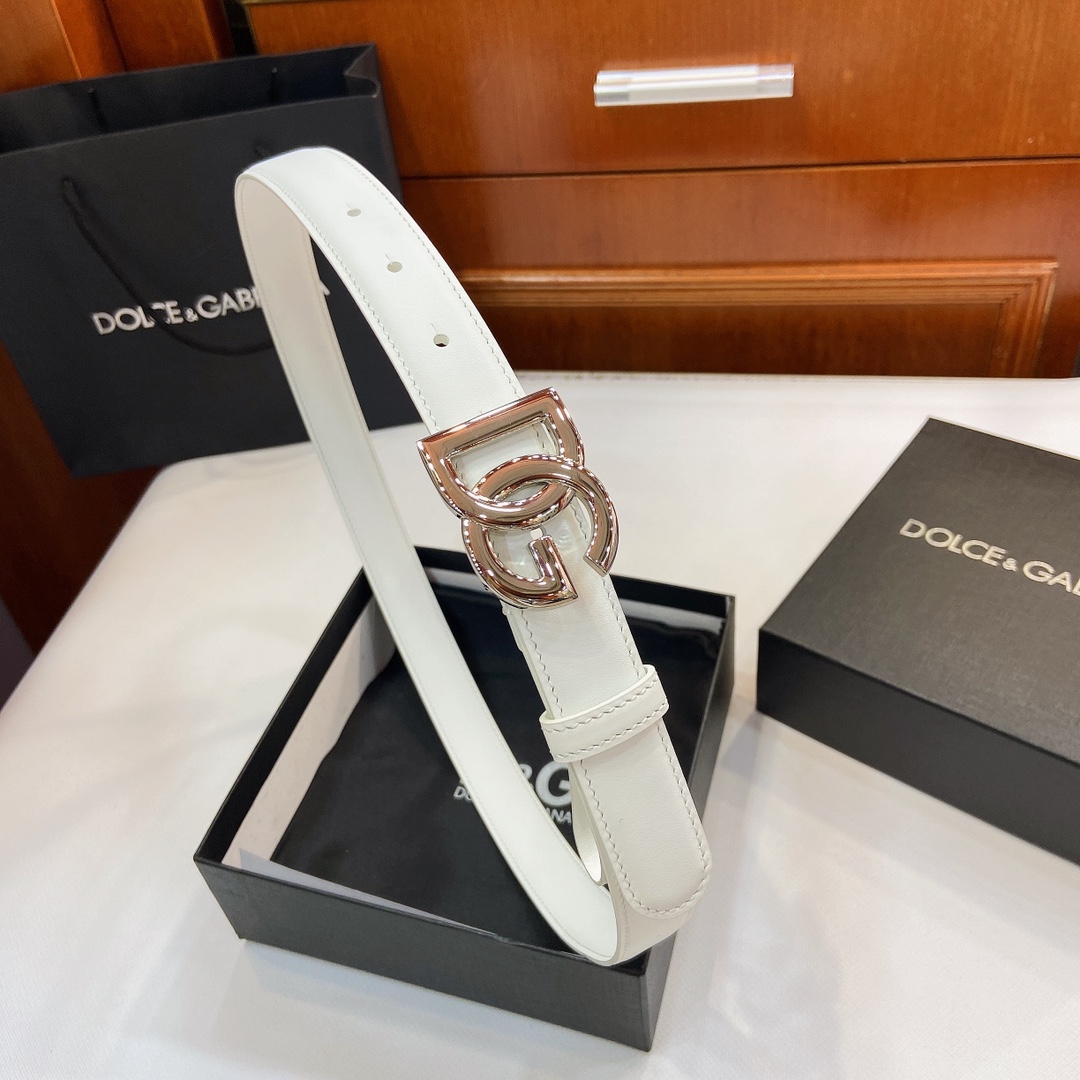 Authentic D&G Dugars Banner Belts with DG Cross-Letter Badge Button, 2.5 cm Width. - 图片 2
