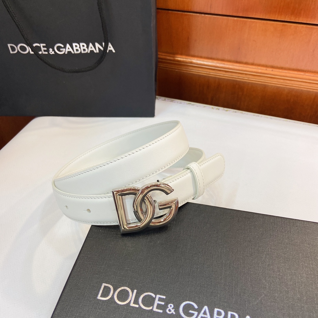 Authentic D&G Dugars Banner Belts with DG Cross-Letter Badge Button, 2.5 cm Width. - 图片 6
