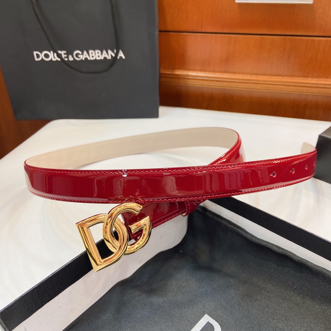 Authentic D&G Dugars Banner Belts with DG Cross-Letter Badge Button, 2.5cm Width - 图片 3