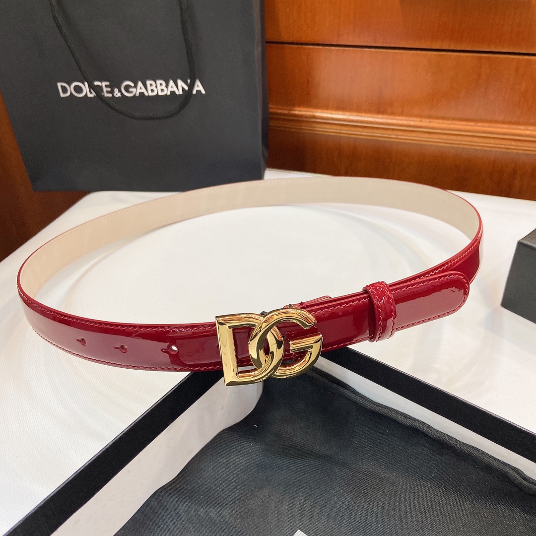 Authentic D&G Dugars Banner Belts with DG Cross-Letter Badge Button, 2.5cm Width - 图片 1