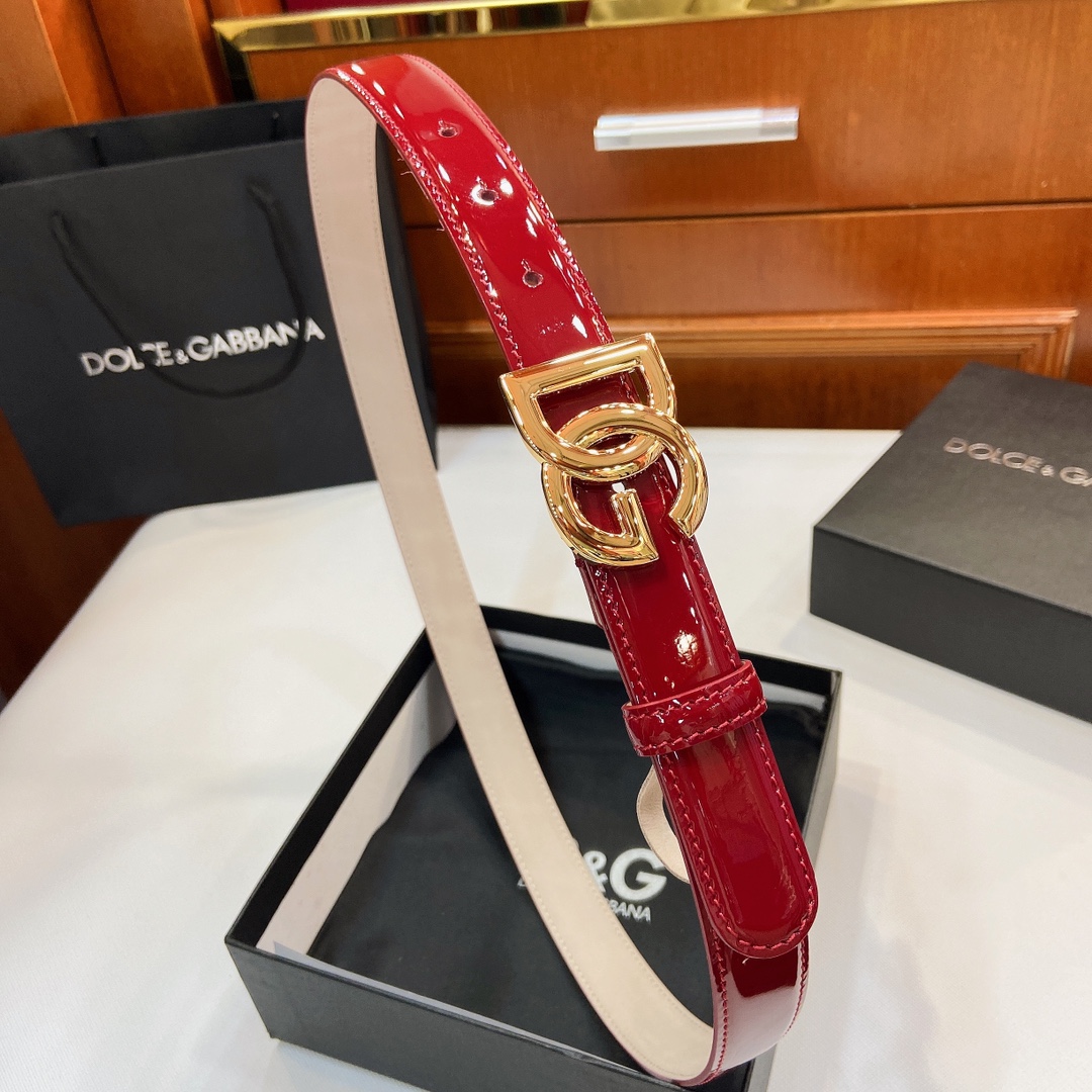 Authentic D&G Dugars Banner Belts with DG Cross-Letter Badge Button, 2.5cm Width - 图片 2