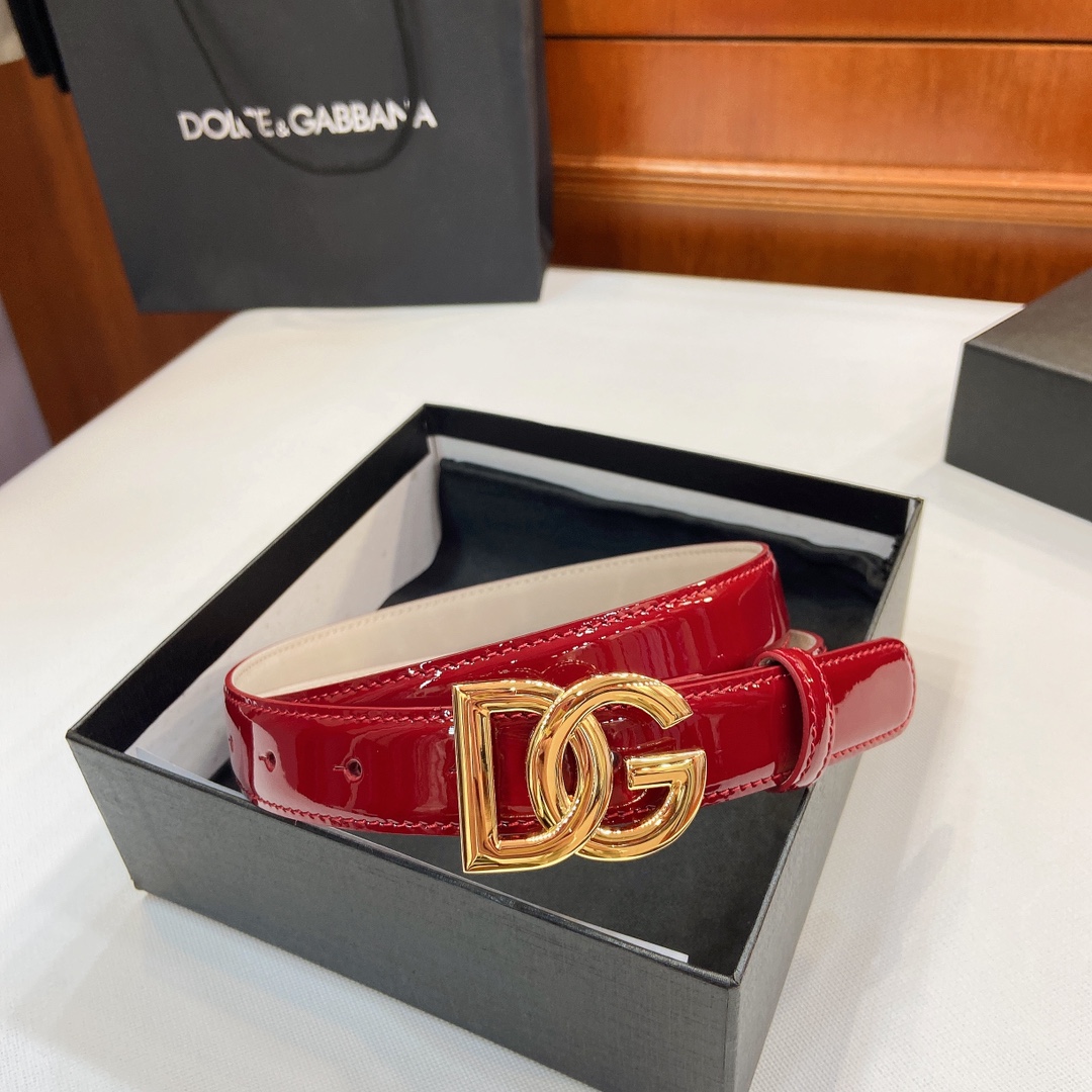 Authentic D&G Dugars Banner Belts with DG Cross-Letter Badge Button, 2.5cm Width - 图片 5