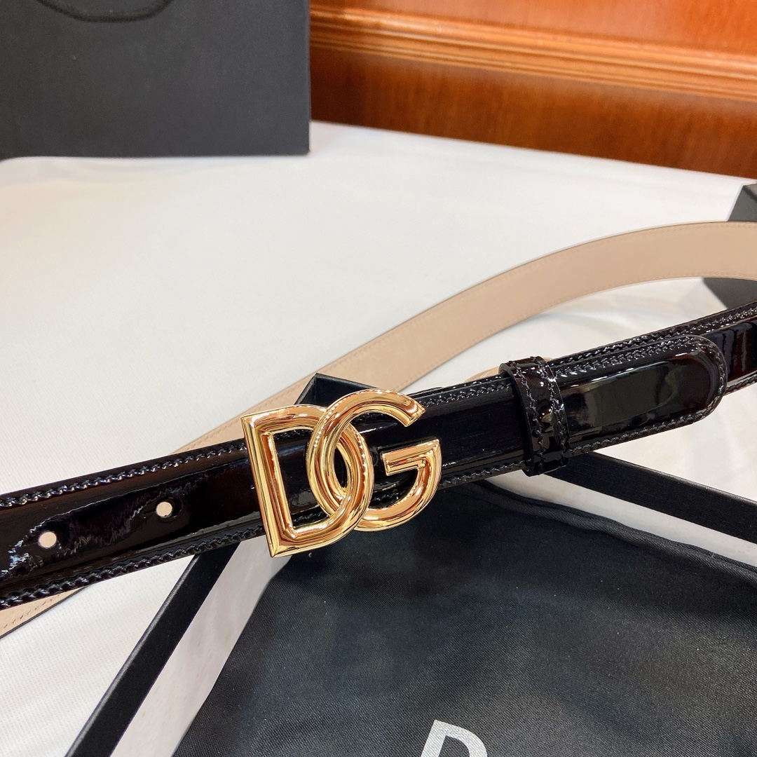Authentic D&G Dugars Banner Belt with DG Cross-Letter Badge Button, 2.5cm Width. - 图片 2