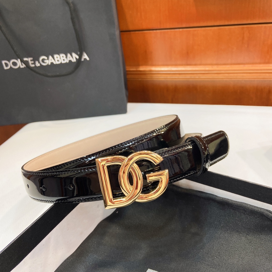 Authentic D&G Dugars Banner Belt with DG Cross-Letter Badge Button, 2.5cm Width. - 图片 5