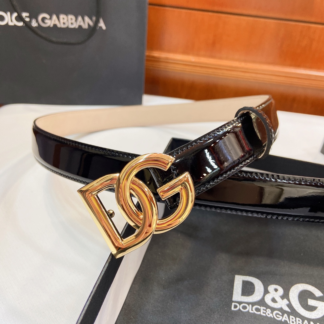 Authentic D&G Dugars Banner Belt with DG Cross-Letter Badge Button, 2.5cm Width. - 图片 6
