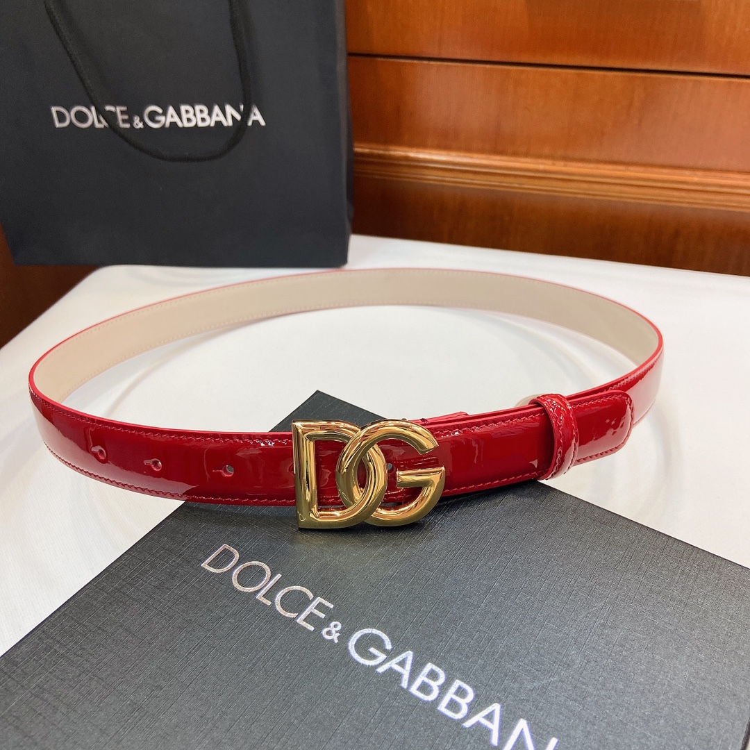 Authentic D&G Dugars Banner Belts with DG Cross-Letter Badge Button, 2.5 cm Width - 图片 1