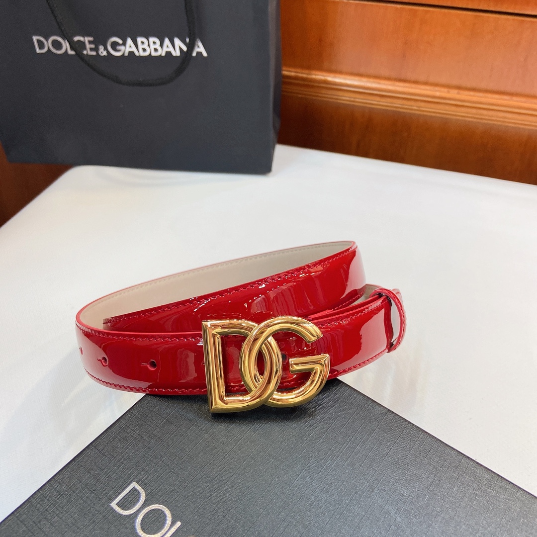 Authentic D&G Dugars Banner Belts with DG Cross-Letter Badge Button, 2.5 cm Width - 图片 3