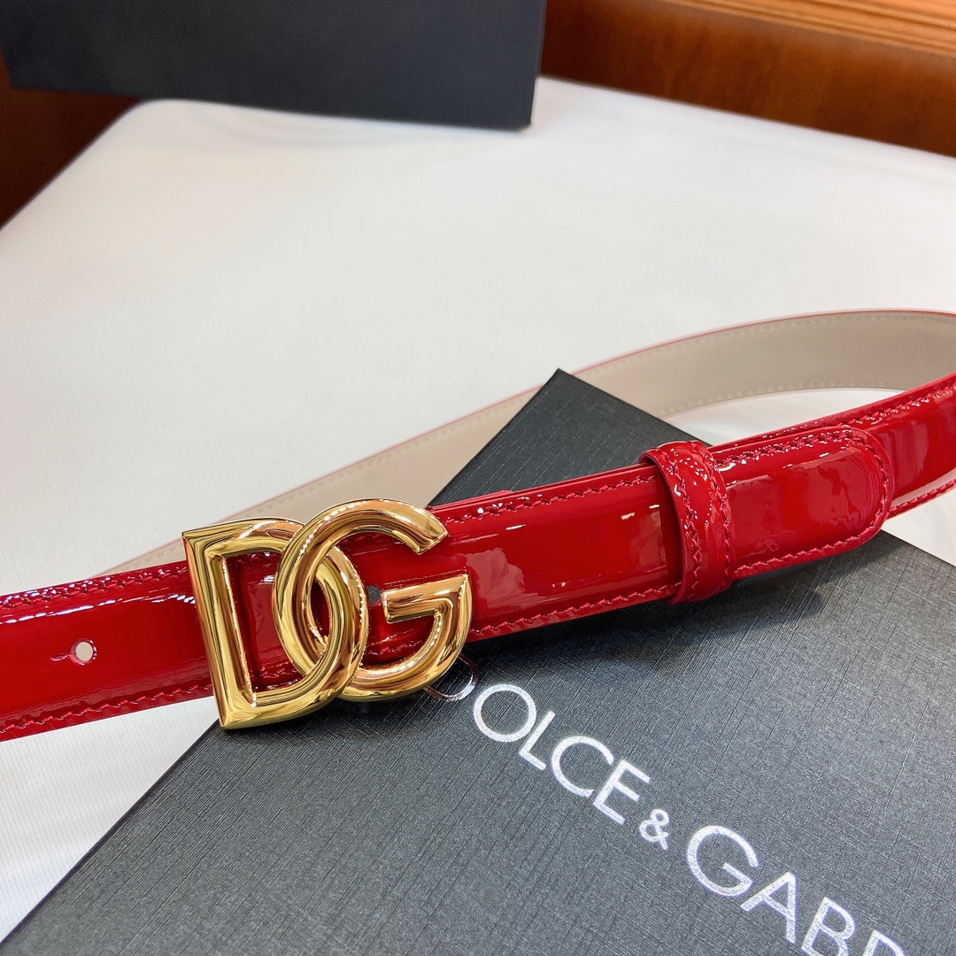Authentic D&G Dugars Banner Belts with DG Cross-Letter Badge Button, 2.5 cm Width - 图片 2