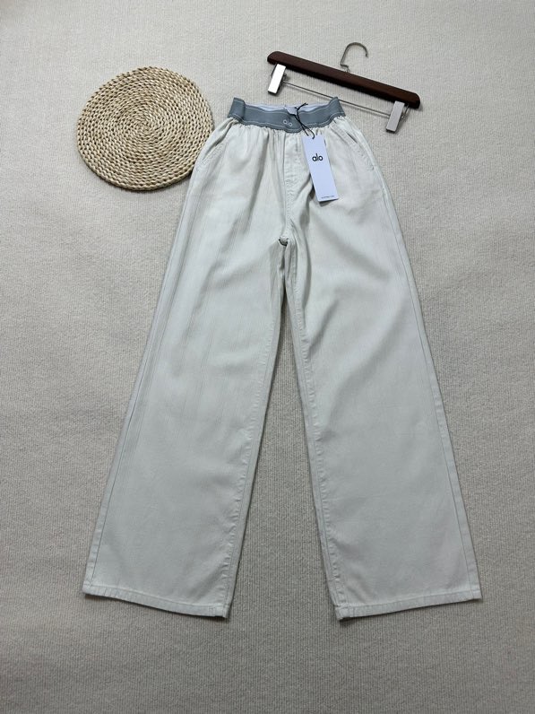 NO:329025,Alo 2025 summer new style webbing elastic waist loose jeans SML, jeans, alexander wang19860909Alo 2025 夏季新款 织带松紧腰宽松牛仔裤 码数SML,,jeans,alexander wang,Women's clothing