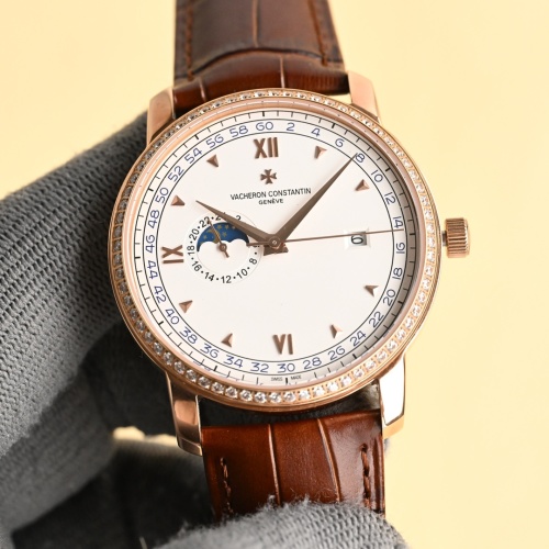 Vacheron Constantin Style Men's Watch with Moon Phase and Diamond Bezel 1 Vacheron Constantin Style Men's Watch with Moon Phase and Diamond Bezel