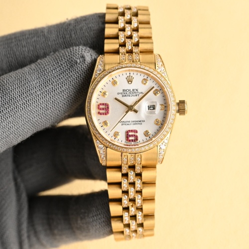 Rolex Datejust Women's Watch with Gold Band and Ruby Accents - Elegant Timepiece 1 Rolex Datejust Women's Watch with Gold Band and Ruby Accents - Elegant Timepiece