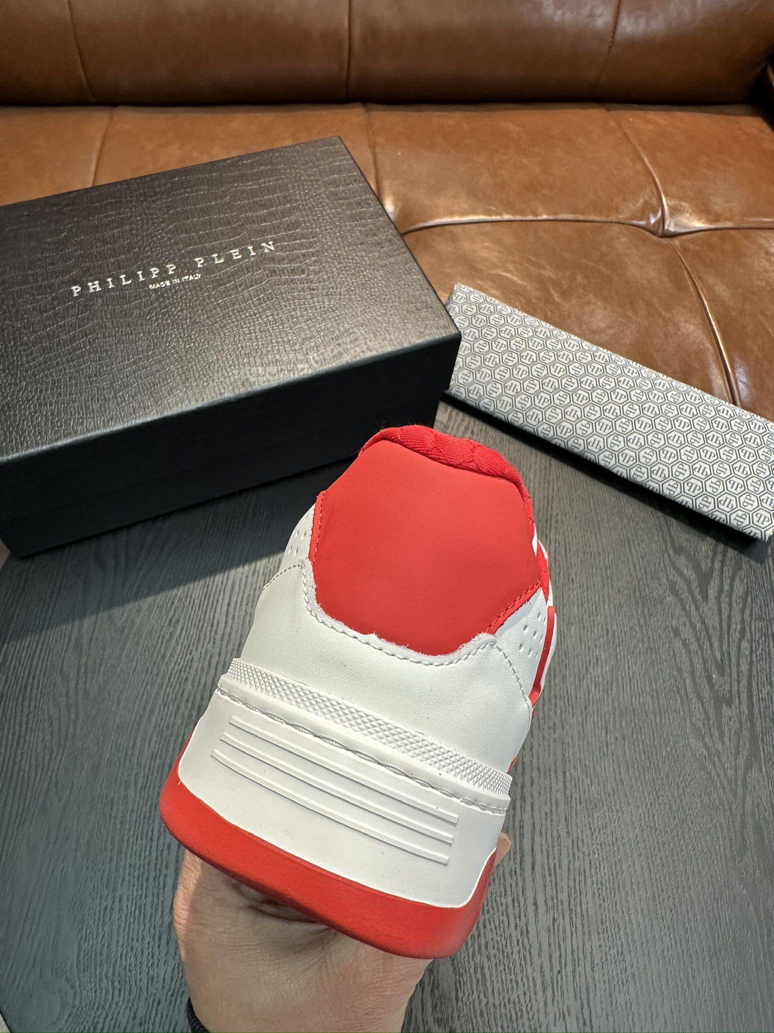 Philipp Plein Men's White & Red Leather Sneakers, Punk Style, Sizes 38-45 9 i1743499563 6670 7