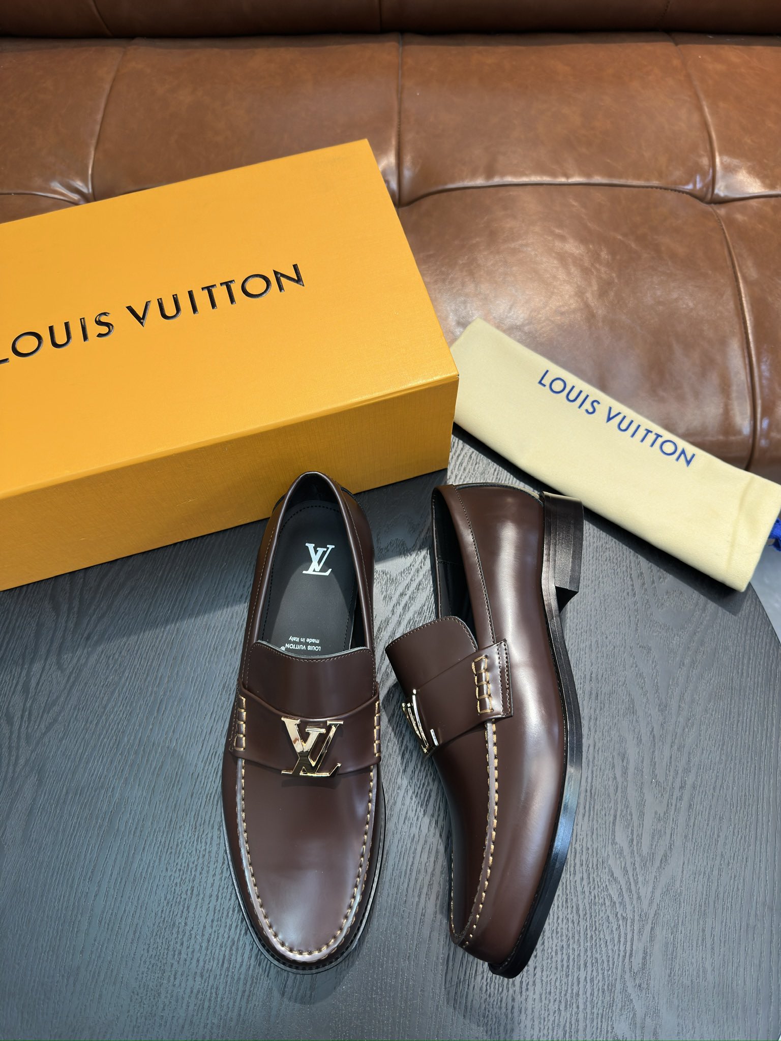 Louis Vuitton Men's Leather Loafers, Brown, Comfortable and Durable Shoe 3 i1743502900 6559 1