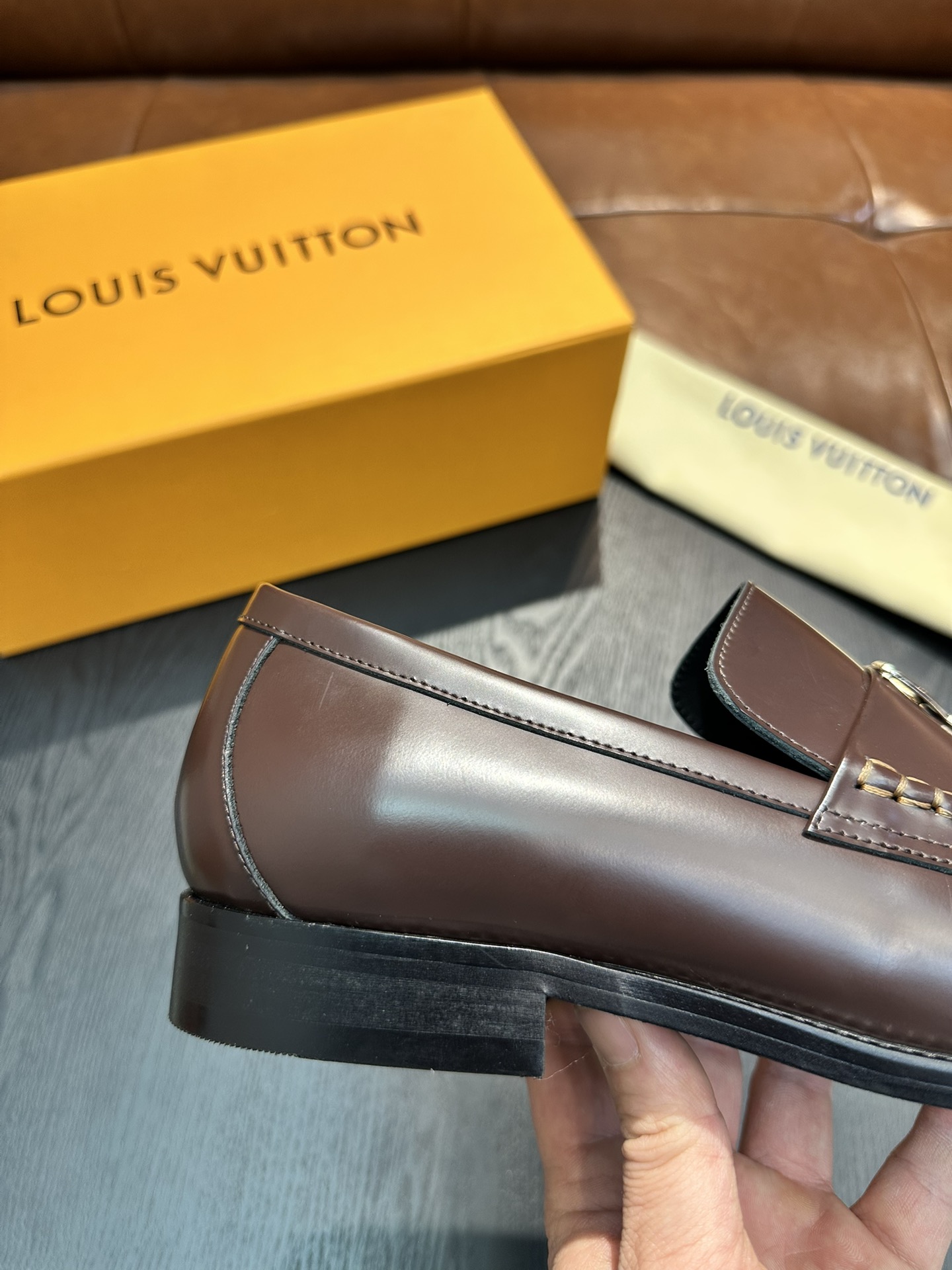 Louis Vuitton Men's Leather Loafers, Brown, Comfortable and Durable Shoe 10 i1743502900 8279 8