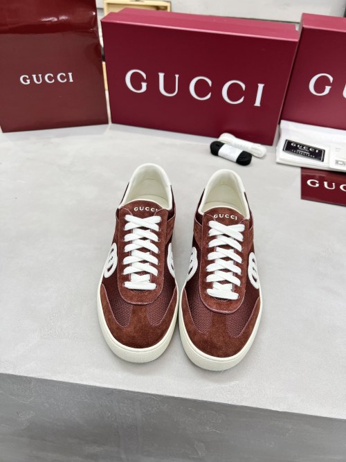 Gucci Men's and Women's Vintage-Inspired Brown Leather and Suede Sneakers