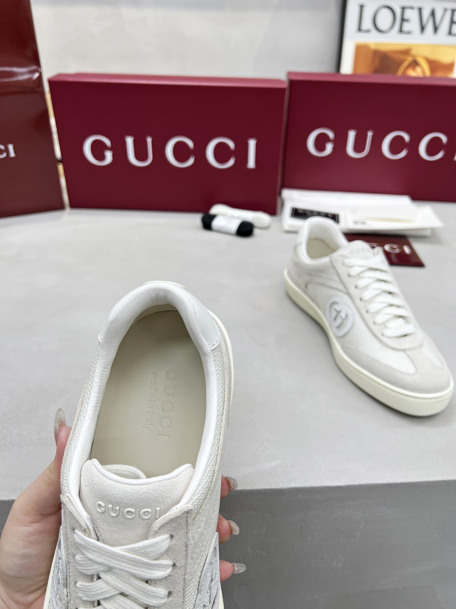 Gucci Classic Design German Trainer Runway Style Sneakers With Glue Logo 8 a1743534548638 0857