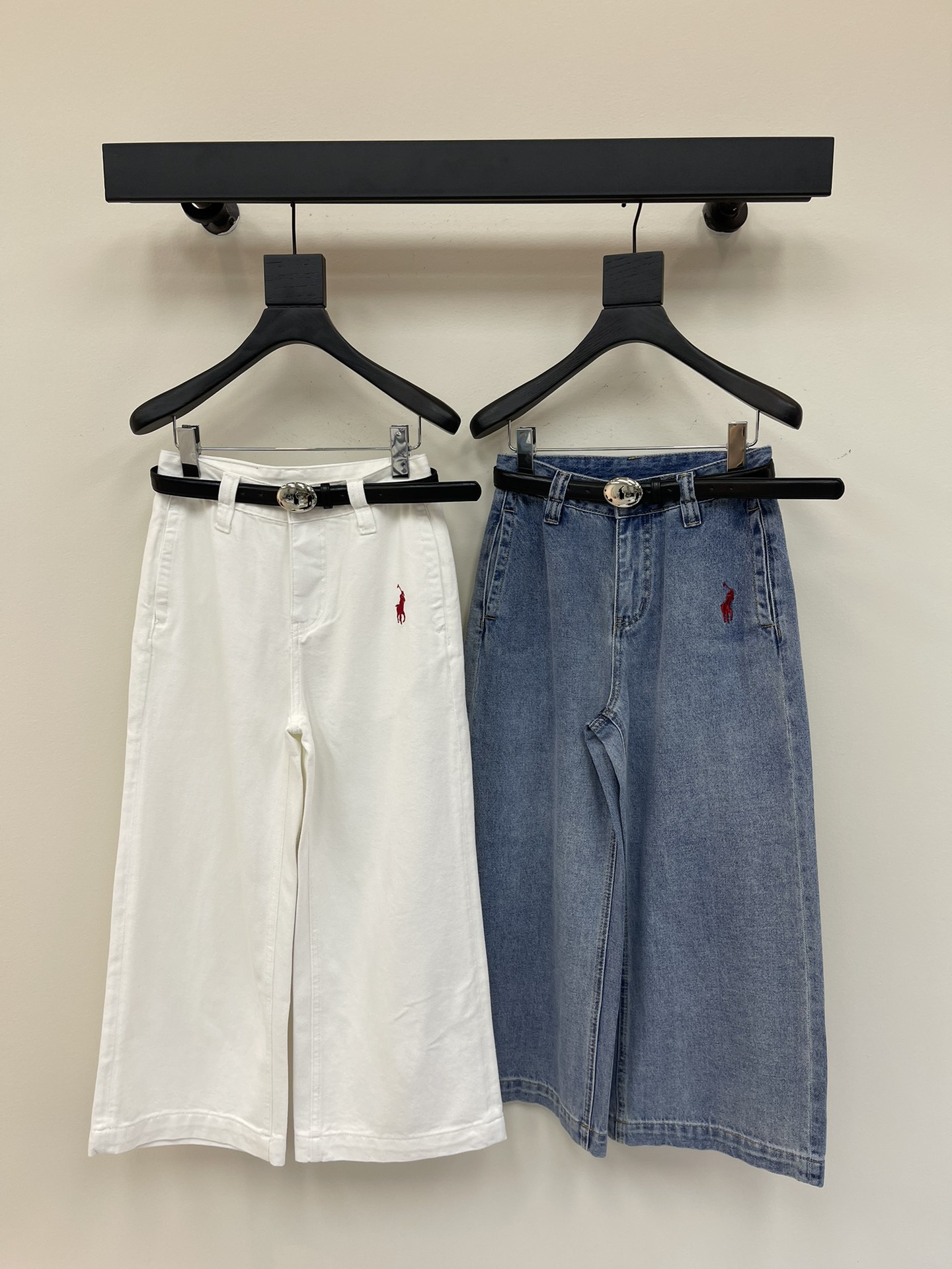 NO:330175,Ral*25 summer new original custom Korean old money style classic design red pony embroidery high waist loose slim straight versatile cropped jeans belt/white blue SML, jeans, alexander wang19860909Ral*25夏季新款原创定制韩系老钱风经典设计红小马刺绣高腰宽松显瘦直筒百搭七分裤牛仔裤配腰带/白色 蓝色SML,,jeans,alexander wang,Women's clothing