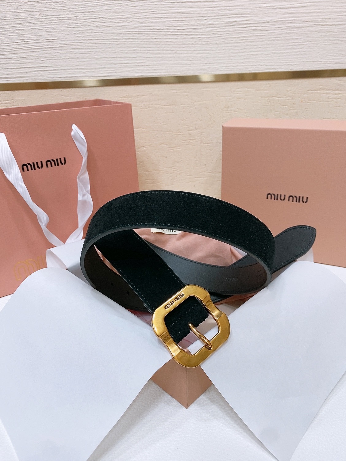 [Miu Miu Belts]MiuMiu Miao MiaoThis leather belt is ideal for a chic look E
